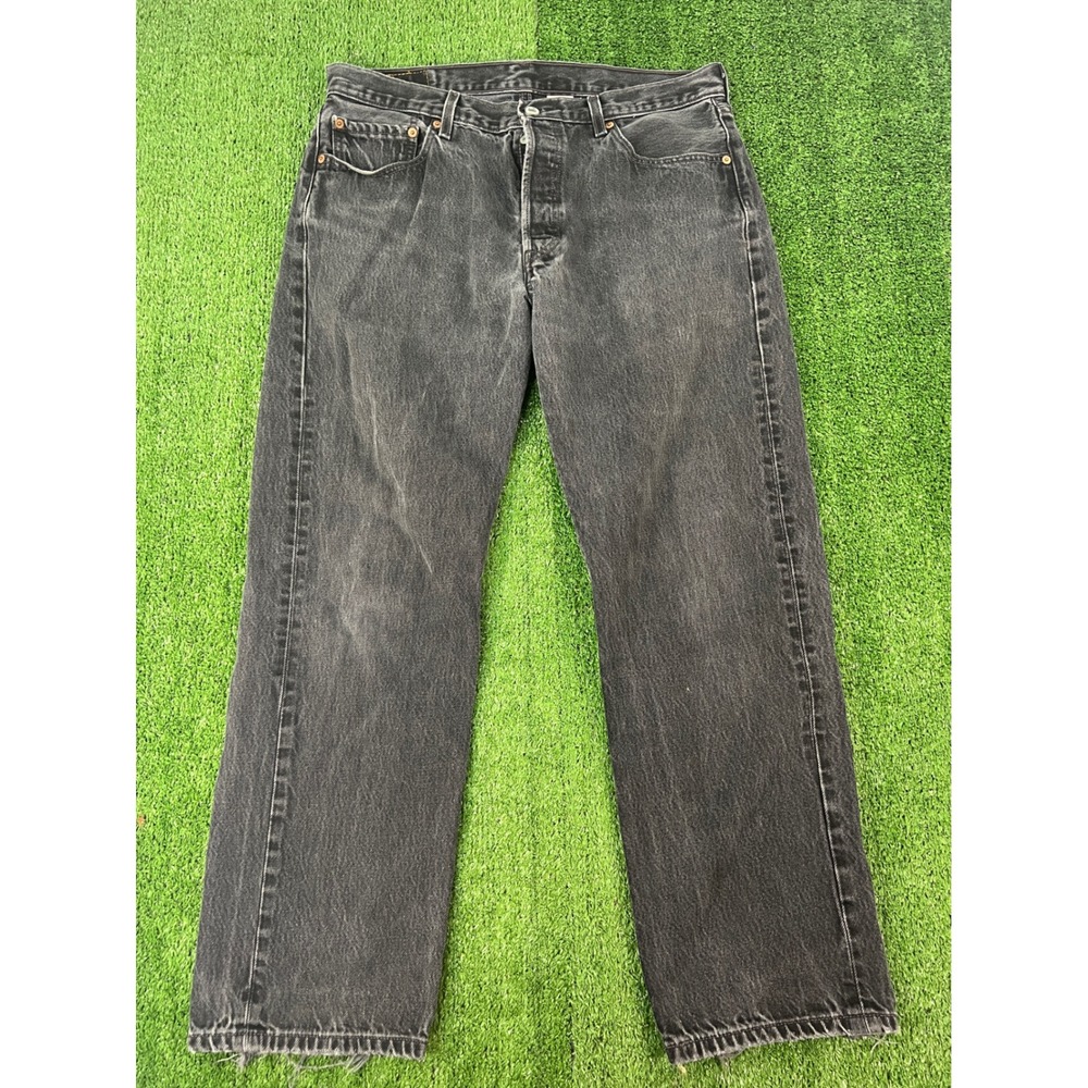 Levis 501-0660 Mens Faded Black Straight Leg Button Fly Denim Jeans 36x30